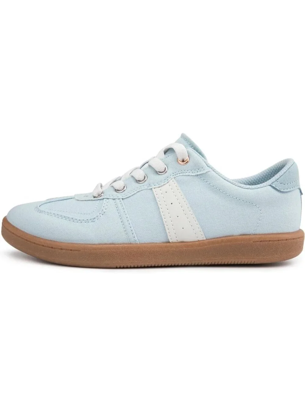 Women's Sky Blue Canvas Shoes Flat Pull On Round Toe Athletic Tennis Sneakers